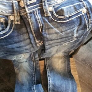 Miss Me Women's Straight Leg Jeans - Dark Blue 23 Inch Inseam